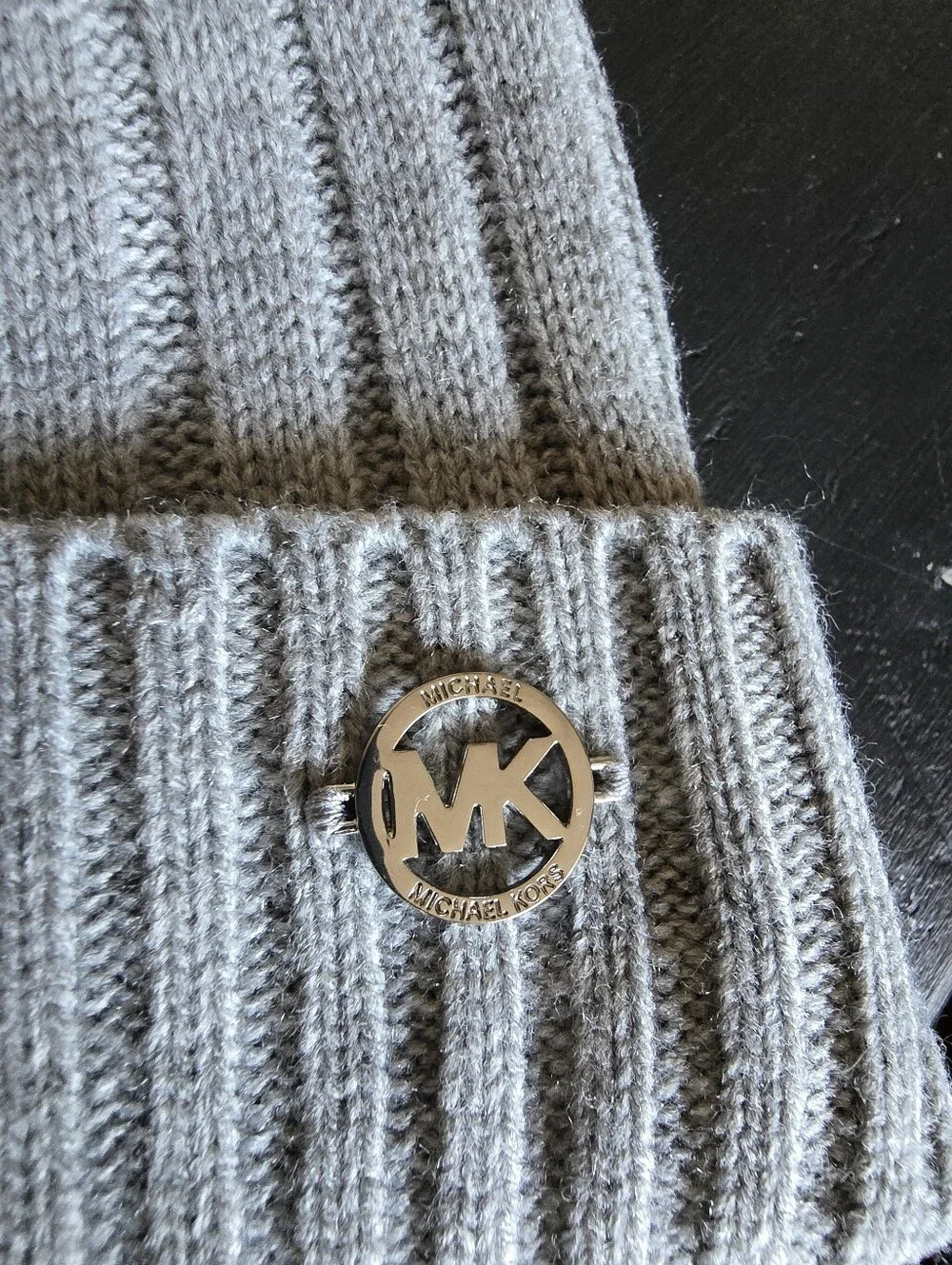 Michael Kors Kids Gray Pom Beanie with Logo